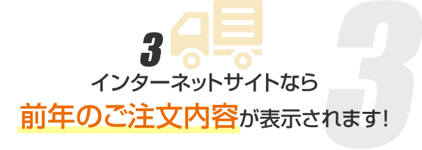 前年のご注文内容が表示されます